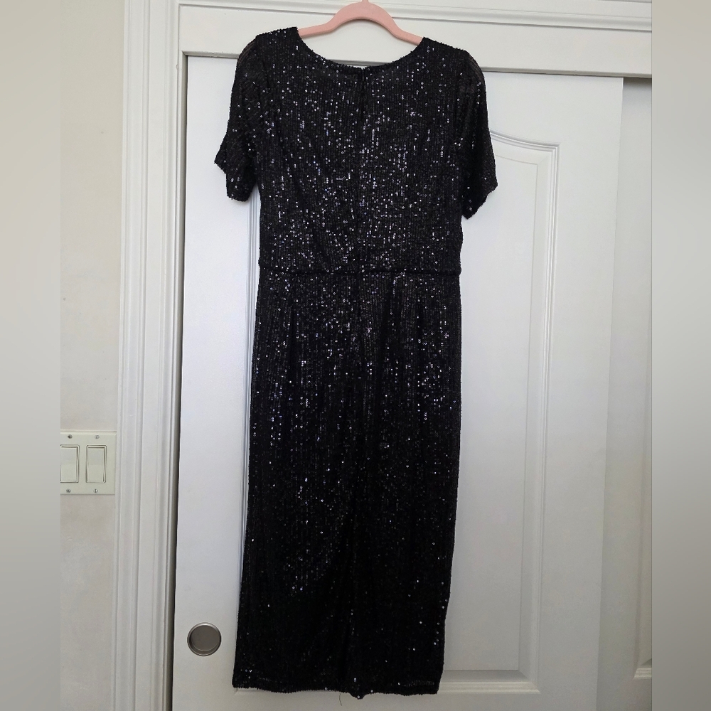 Unique Vintage Black Sequin Wiggle Dress - Picture 4 of 17